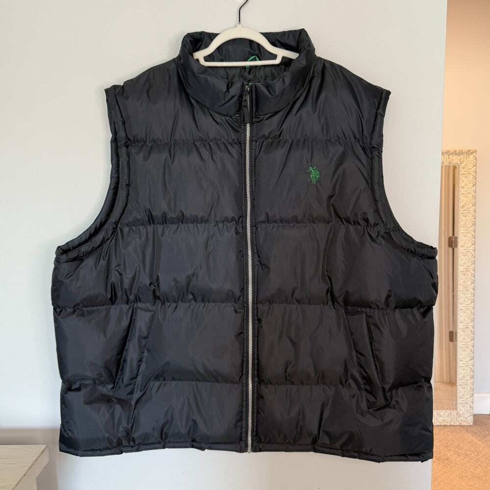US Polo Assn. Mens Signature Zip Up Puffer Vest Size 2XLT Navy Blue Preppy
